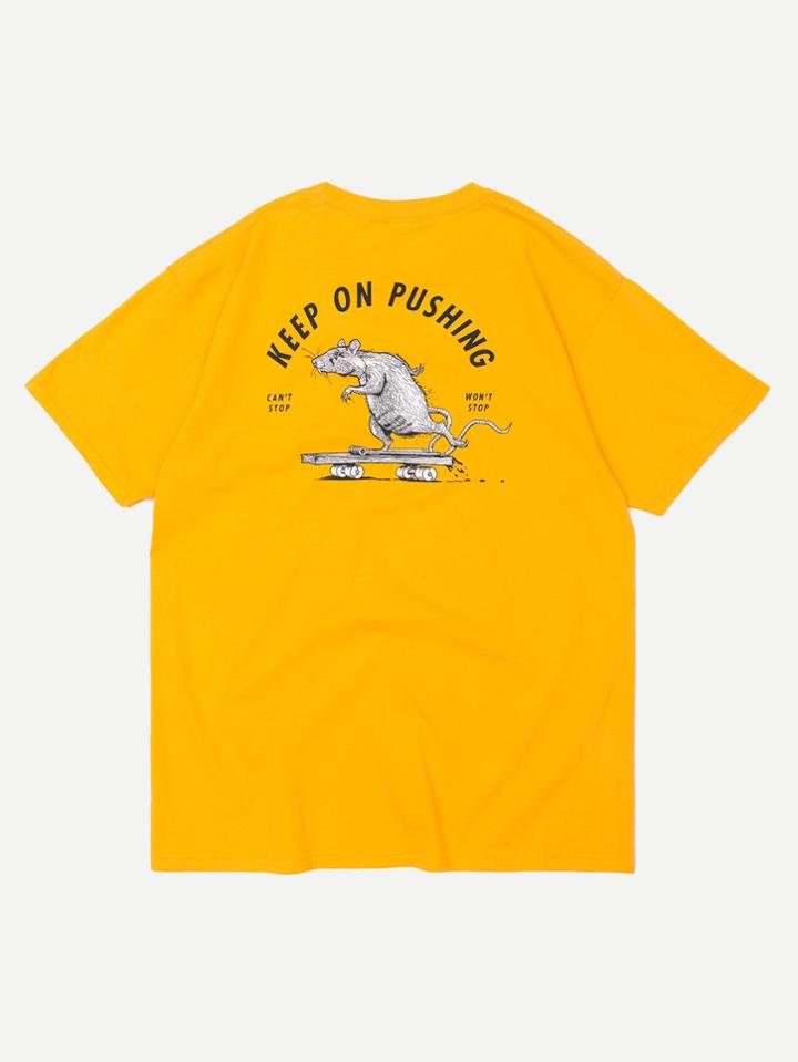 Romwe Mouse And Letter Print Tee