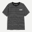 Romwe Guys Letter Embroidery Striped Top