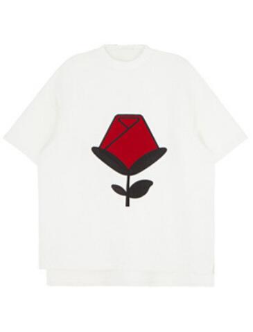 Romwe Rose Embroidered Loose White T-shirt