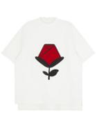 Romwe Rose Embroidered Loose White T-shirt