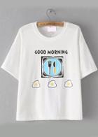 Romwe Knife And Fork Print T-shirt