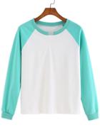 Romwe Color-block Round Neck Loose Sweatshirt