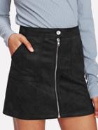 Romwe Zip Front Skirt
