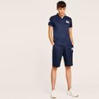 Romwe Guys Letter Print Polo Shirt With Shorts