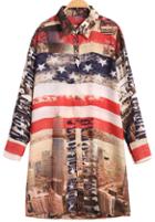 Romwe Stars City Print Red Blouse