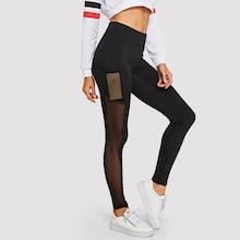Romwe Sheer Solid Leggings