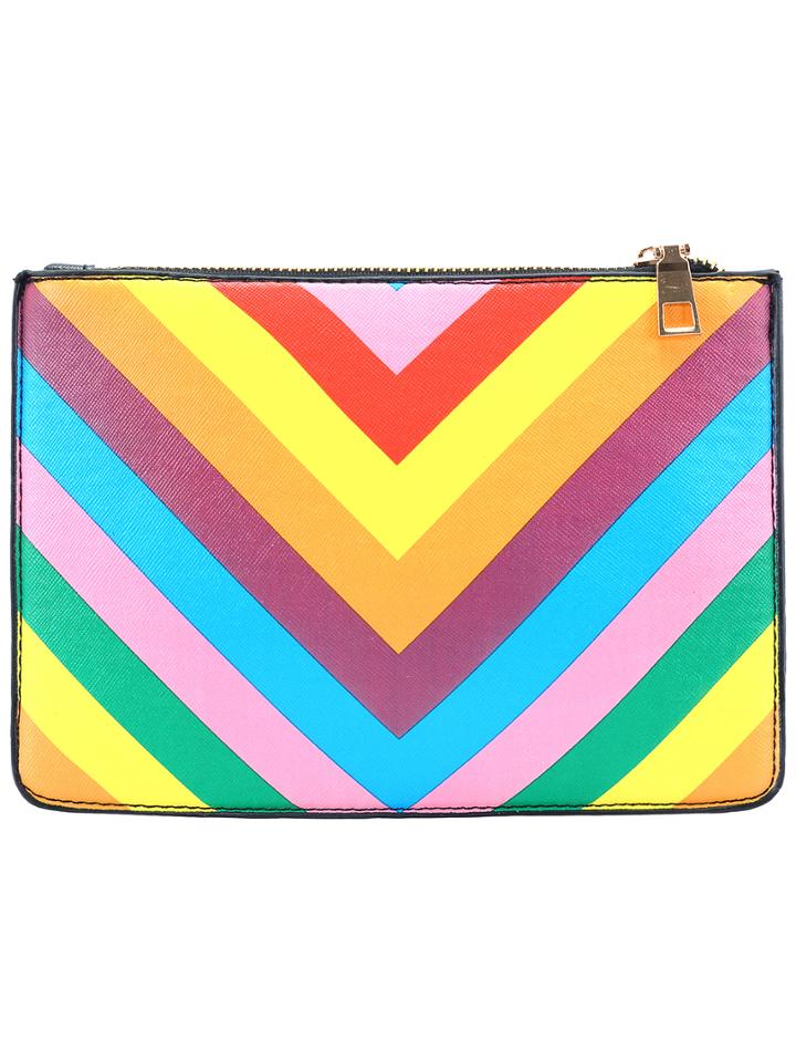 Romwe Multicolor Striped Zipper Bag