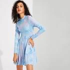 Romwe Raglan Sleeve Tie Dye Fit & Flare Dress