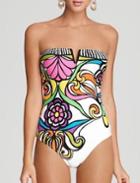 Romwe Strapless V Cut Florals Swimwear