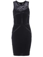 Romwe Lace Insert Hollow Bodycon Black Dress