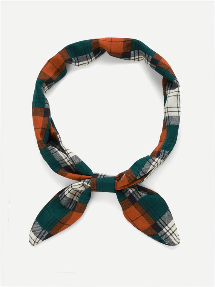 Romwe Plaid Print Twilly Scarf