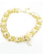 Romwe Apricot Flower Gold Necklace