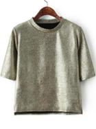 Romwe Gold Half Sleeve Snakeskin T-shirt
