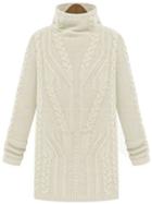 Romwe White Turtleneck Long Sleeve Knit Sweater