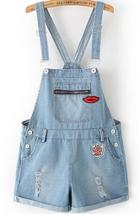 Romwe Straps Lip Pattern With Zipper Denim Jumpsuit