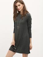 Romwe Grey Long Sleeve Minimalist Simple Classical Casual Dress