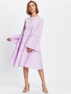 Romwe Bow Tie Back Fluted Sleeve Frilled Tiered Dress