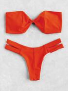 Romwe Cutout Design Bandeau Bikini Set