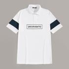 Romwe Guys Two Tone Letter Print Polo Shirt