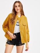 Romwe Drawstring Hem Elastic Cuff Jacket