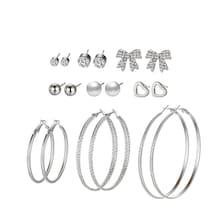 Romwe Bow & Heart & Hoop Design Earring Set 9pairs