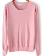 Romwe Round Neck Long Sleeve Pink Sweater