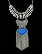Romwe Blue Gemstone Long Necklace