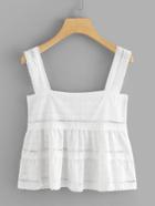 Romwe Crochet Ruffle Tank Top