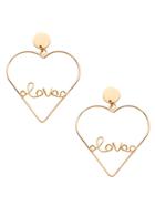 Romwe Gold Plated Heart Hollow Out Personalized Drop Earrings