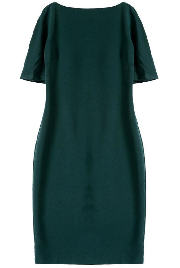 Romwe Zip Short Sleeve Long Bodycon Green Dress