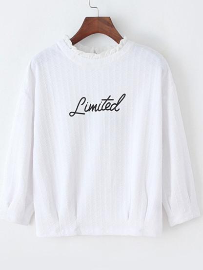 Romwe Letter Print Ruffle T-shirt