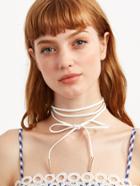 Romwe White Metal Bar Wrap Choker Necklace