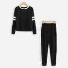 Romwe Varsity-striped Sleeve Top With Pants