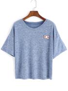 Romwe Patch Blue T-shirt
