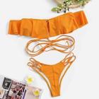 Romwe Removable Strappy Top With Laddering Cut Side Bikini