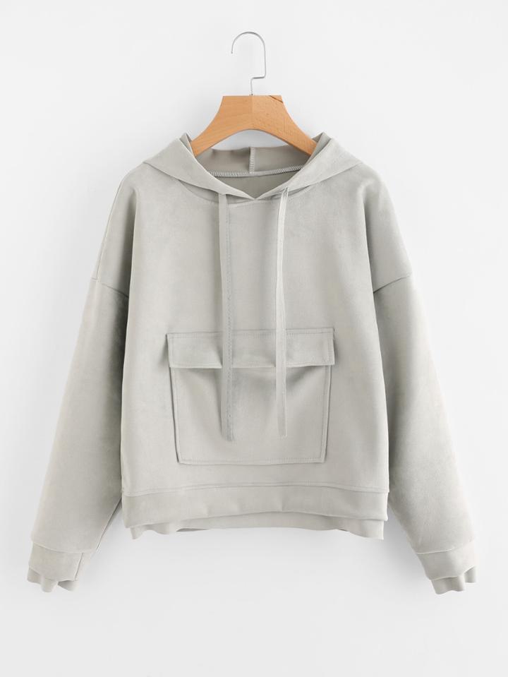 Romwe Pocket Front Drawstring Hoodie