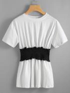 Romwe Elasticated Waistband Shirred Long Tee