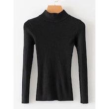 Romwe Rib Knit Trim Solid Jumper