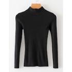 Romwe Rib Knit Trim Solid Jumper