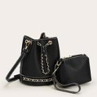 Romwe Chain Decor Bucket Bag With Inner Clutch