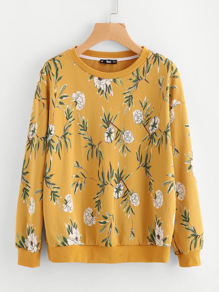 Romwe Flower Print Sweatshirt