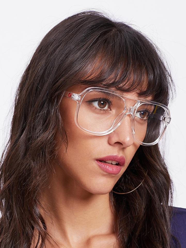 Romwe Double Bridge Clear Frame Glasses