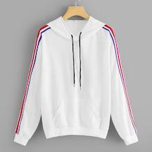 Romwe Contrast Tape Sleeve Hoodie