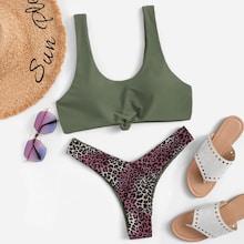 Romwe Mix And Match Random Leopard Bikini Set