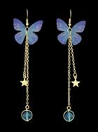 Romwe Blue Butterfly Shape Drop Earrings For Women
