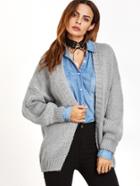 Romwe Light Grey Dropped Shoulder Seam Sweater Coat