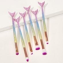 Romwe Mermaid Design Handle Eye Makeup Brush 6pack