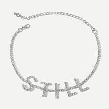 Romwe Rhinestone Letter Decorated Choker