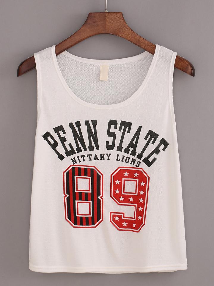 Romwe Varsity Print Tank Top