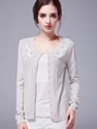 Romwe Embroidered Patch Buttons Cardigan